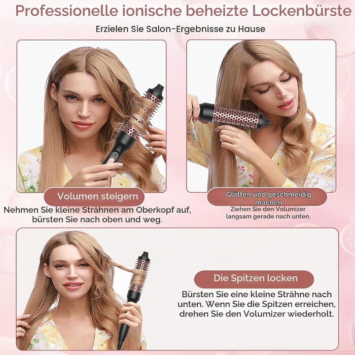 Мультистайлер для волосся 6 в 1 UKLISS Air Styler Set: фен з дифузором, насадки для завивки, круглі щітки та випрямляч, 1000 Вт, LCD-дисплей, жовто-чорний