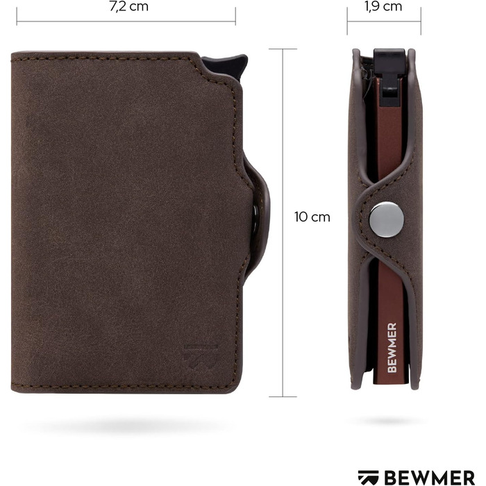 Преміум картхолдер BEWMER — тонкий гаманець для карт з RFID-захистом для жінок та чоловіків, коричневий
