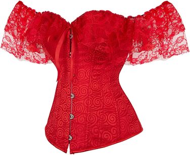 Жіночий корсет-топ CKJ Corage у стилі піратів/готика: вінтажний дизайн, великі розміри, червоний (M)