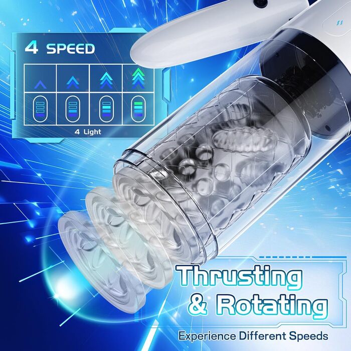 Електричний мастурбатор з ручкою для чоловіків – автоматичний стимулятор пеніса, секс-іграшка для соло, телескопічний, з ротацією та функцією всмоктування