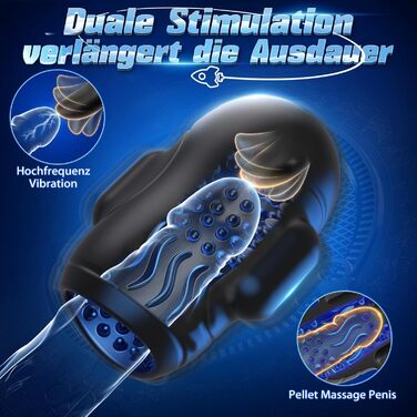 Масажер для чоловіків Tauara 4-в-1 з вібрацією, тренажер для пеніса, стимулятор головки, чорний