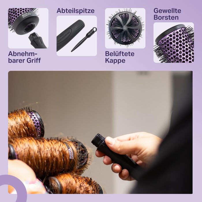 Набір багатофункціональних брашинг-щіток для волосся Olivia Garden Multibrush Curlers Kit (4 насадки та ручка), для створення локонів та об'єму, 55 мм