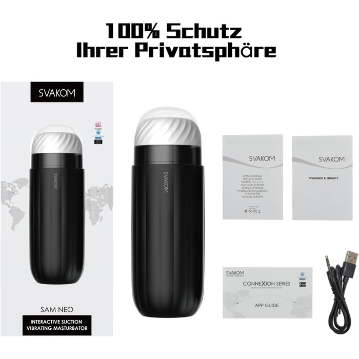 Електричний мастурбатор SVAKOM SAM NEO з керуванням через додаток, 5 режимів вібрації та 5 режимів всмоктування, секс-іграшка для чоловіків, мастурбатор з 3D-вагіною, XXL