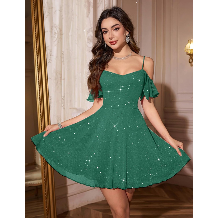 Сукня вечірня бальна з відкритими плечима Meetjen, A-силует, м'ятний колір, розмір L