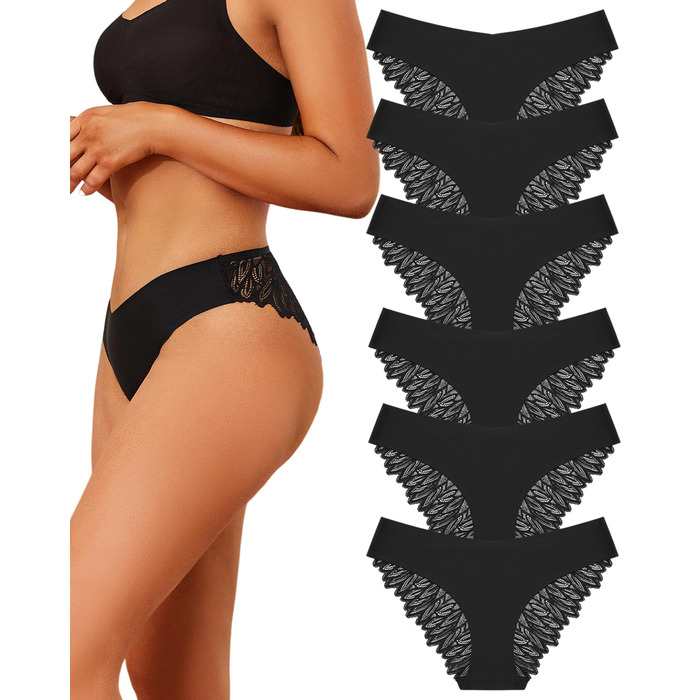 Набір трусиків FINETOO з 6 шт. - безшовні, мереживні, з низькою талією, S-XL