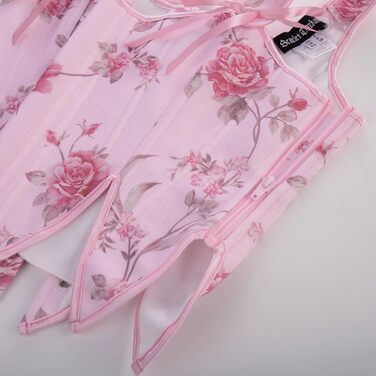 SCARLET DARKNESS Корсет жіночий у стилі Ренесанс з мереживом та квітковим принтом, рожевий, 44