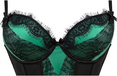 Корсет-топ бюстгальтер: сексуальна спідня білизна з мереживом та сіткою, Push Up, для корекції талії, готичний стиль, колір зелений, розмір L