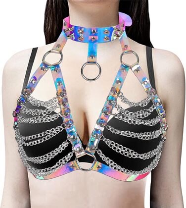 Жіночий шкіряний корсет-нагрудник PETMHS Punk Gothic з лазерним малюнком