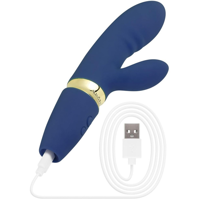 Вібратор AMORELIE Crush – Кролик, 18,5 см, водонепроникний, акумулятор, зелений/блакитний