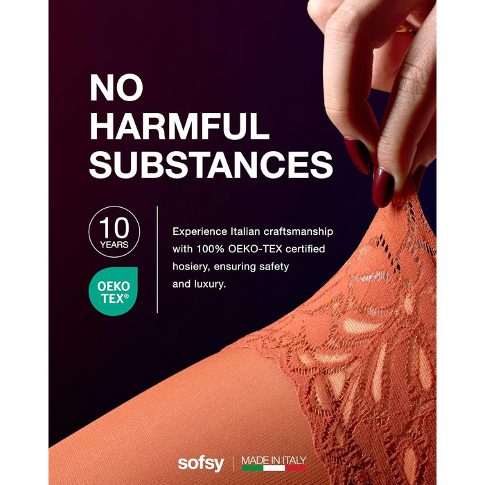 Чоловічі шкарпетки з мереживом Halterlose Spitze, 60 Den, еластичні, з силіконом, XXL, Burnt Orange (з Італії)