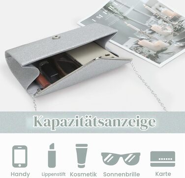 Жіночий вечірній клатч EVEOUT з конвертом, елегантна блискуча сумка для весіль, вечірок та випускного, срібляста