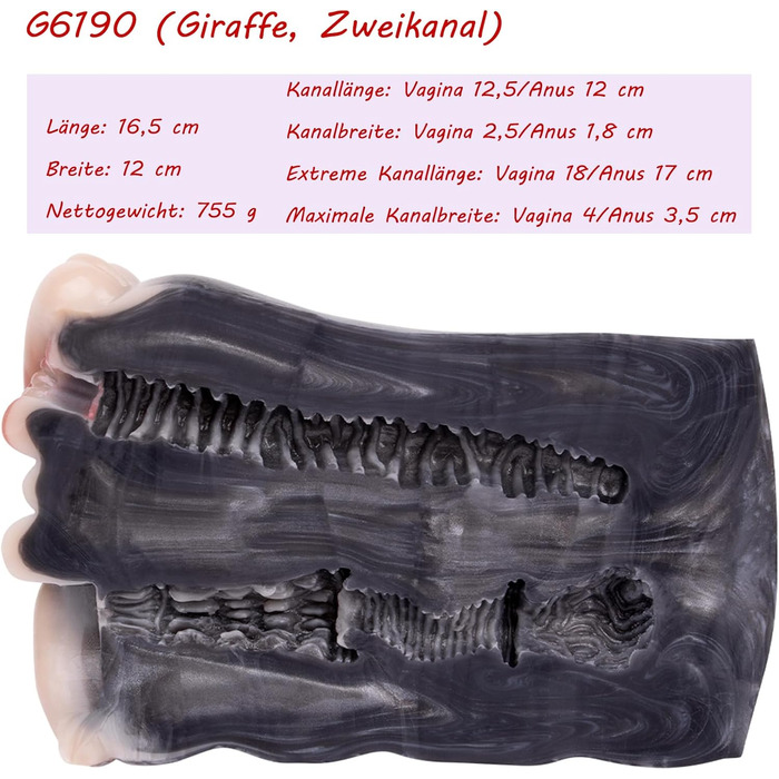Реалістичний мастурбатор Seckoe Tier Taschenmuschi з тваринкою (жирафа) для чоловіків