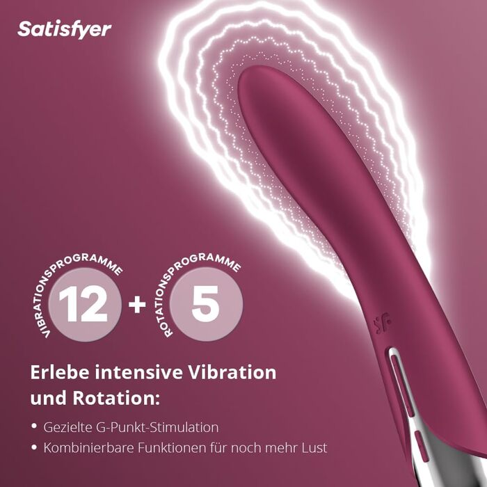 Вібратор Satisfyer Spinning Vibe 1 G-Punkt | 12 вібрацій та 5 програм обертання | Для жінок | Водостійкий (IPX7) | (Полуниця)