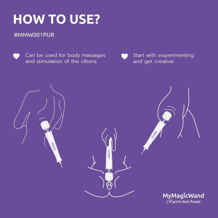 Масажер-вібратор My Magic Wand з живленням від мережі - для м'язів та інтимної зони - аксесуар для масажу для чоловіків та жінок, блакитний (фіолетовий)