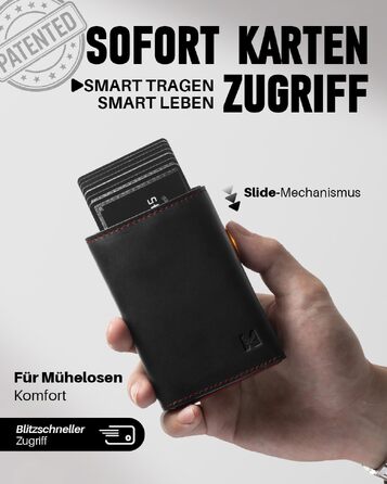 Чоловічий шкіряний гаманець з RFID-захистом, монетницею та вікном для фото, смарт-портмоне на 11 карток (Чорно-червоний)
