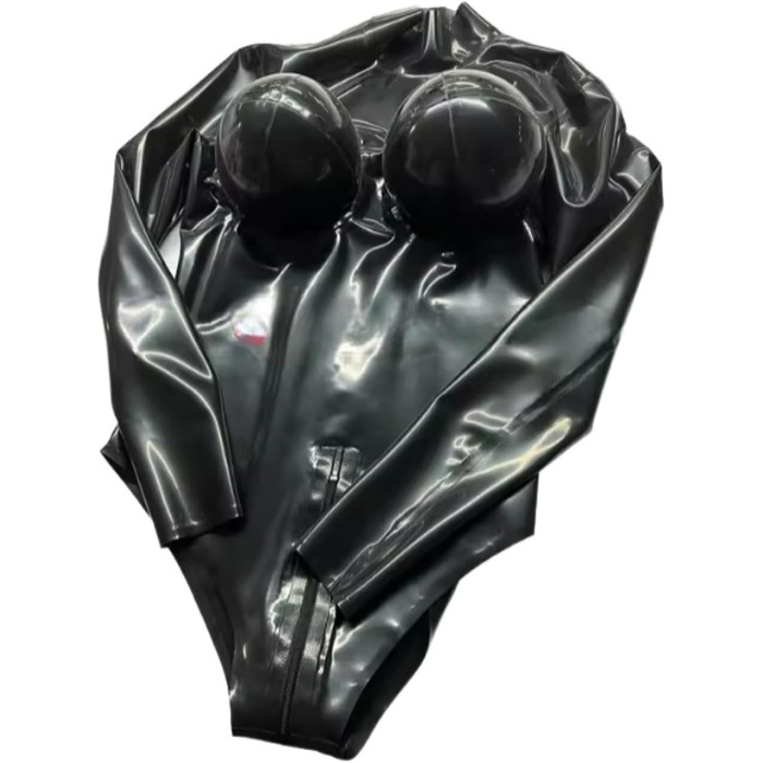 Латексний боді з надувною грудьми VIYOLI, фетиш, прозорий, регульований розмір та колір