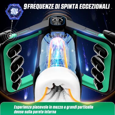 Інтимна іграшка для чоловіків Eanatoys Masturbieren з 9 вібраціями, телескопічною функцією та LCD-дисплеєм (зелена)