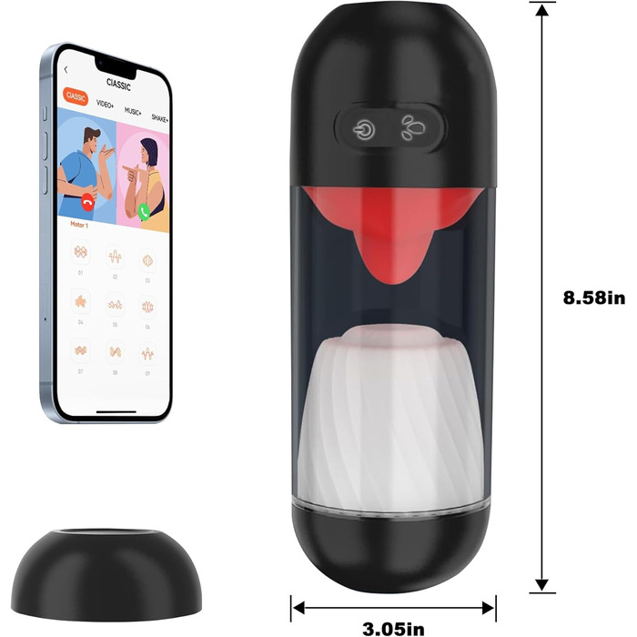 Електричний масажер для чоловіків PINTLE з керуванням через додаток - 360° обертання, 9 режимів вібрації, стимулятор пеніса для соло-ігри, сексуальні іграшки для чоловіків