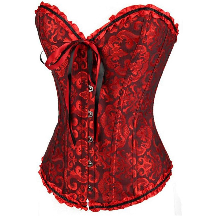 Корсет жіночий сексуальний, корсаж вінтажний готичний, бюстгальтер корсет у стилі стимпанк, топ корсет для жінок з великою грудьми, корсаж-шнурівка, талія, спідня білизна, корсет поверх бюсту, корсет вампір (4XL, червоний)