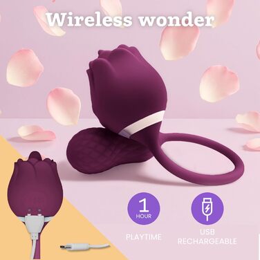 Вібратор-дилда 2-в-1 Rosen від Oliver James - жіноча інтимна іграшка, 10 режимів вібрації, водонепроникний, USB-зарядка (фіалковий, темно-фіолетовий)