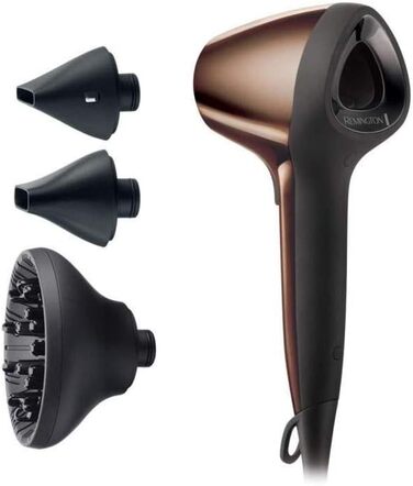Фен для волосся Remington Ionen Air3D D7777 бронзовий: іонізація, 3D-потік повітря, 3 температурні та 2 швидкісні режими, дифузор та 2 насадки-концентратори