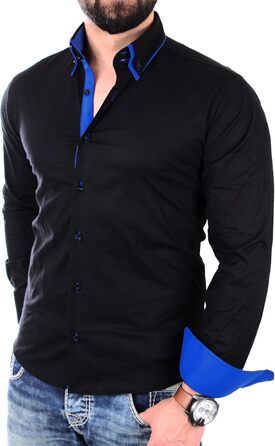 Чоловіча сорочка Reslad Slim Fit з довгим рукавом Alabama RS-7050, чорно-синя