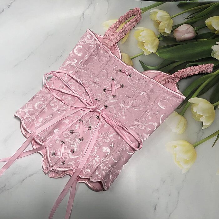 Жіноче корсетне топик з бретелями Overbust, готичний корсет, бюстгальтер, топик, карнавальний костюм, топик для корекції фігури, рожевий, XL