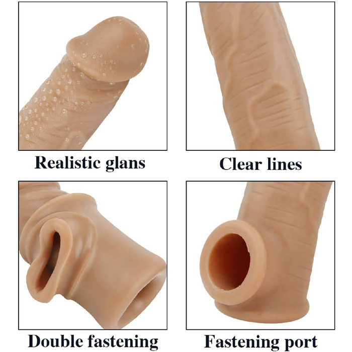 Реалістична пеніс-манжета з силікону для збільшення та покращення ерекції, XXL