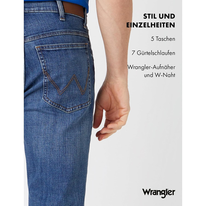 Чоловічі джинси Wrangler Straight Regular Fit середньої посадки, синьо-чорні (Mid Stone), W32 L36