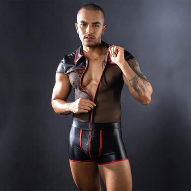 Костюм медсестри з сіткою та шкірою, боді XL чорного кольору для косплею та рольових ігор