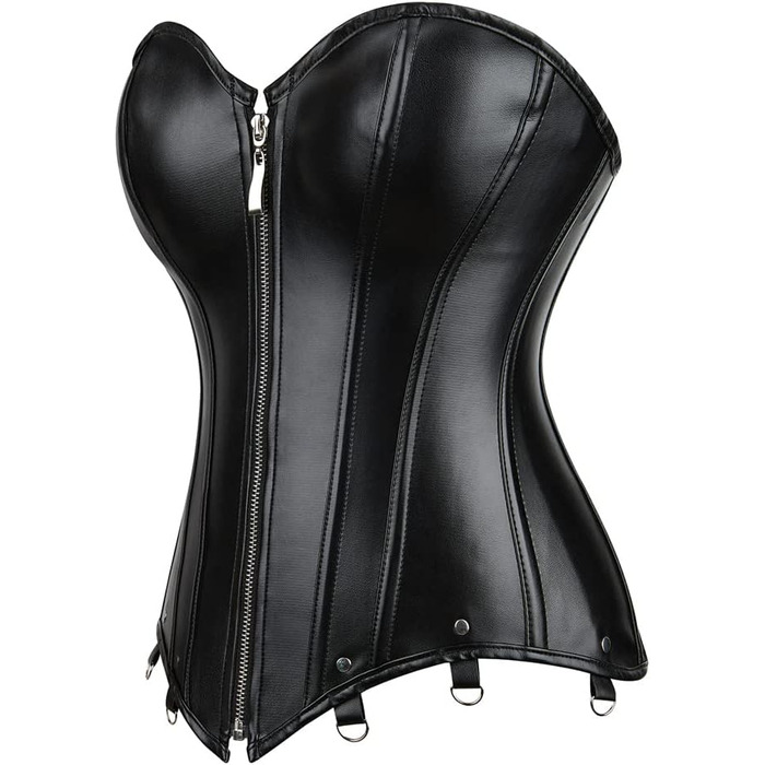 Жіночий корсет Grebrafan на блискавці з штучної шкіри, чорний (32-34)