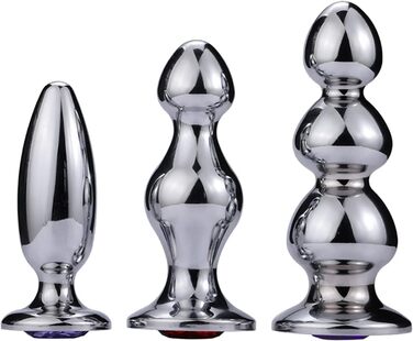 Анальний плаг з нержавіючої сталі з кристалом для стимуляції простати - для жінок, чоловіків, пар
