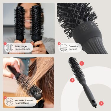 Професійна кругла щітка для укладки волосся Olivia Garden Expert Blowout Speed, біло-сіра, 45 мм