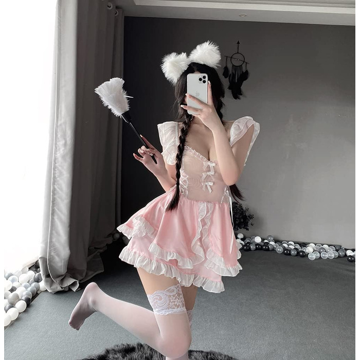 Костюм для косплею SNOMYRS: Французька служниця, сексуальний набір нижньої білизни, костюм для Хелловіну, babydoll