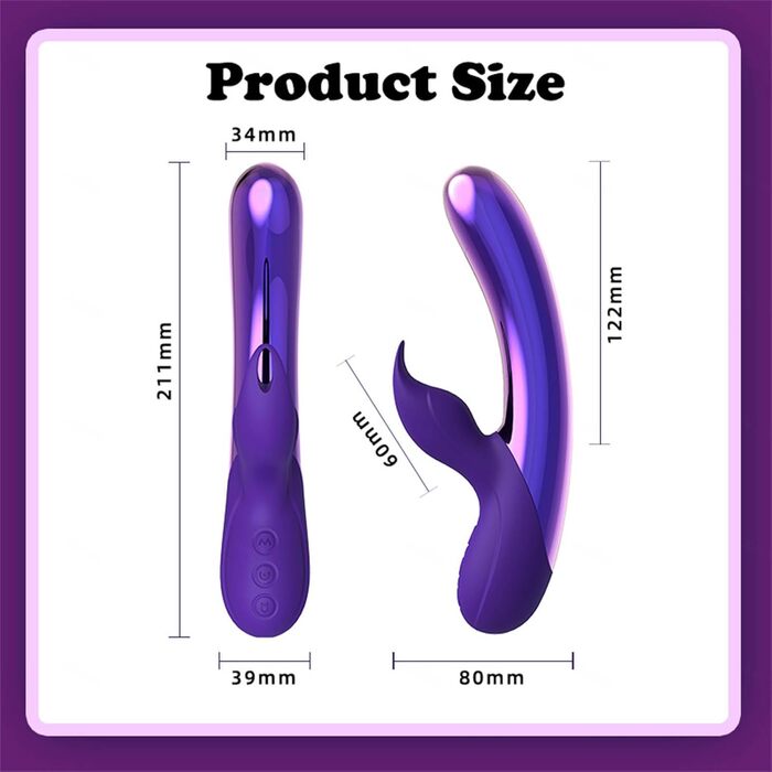 Вібратор Rabbit Silikon Dildo з 10 режимами вібрації, LED-підсвічуванням для стимуляції клітора та G-точки, для жінок, фіолетовий
