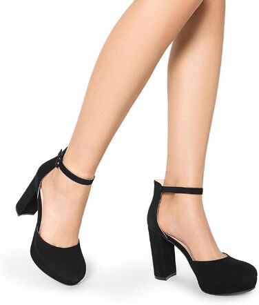 Жіночі туфлі-човники на високих підборах та платформі DREAM PAIRS, чорний нубук, розмір 37 EU