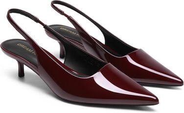 Жіночі туфлі-човники Dream Pairs на низьких підборах (Kitten Heels) з відкритою п'ятою (Slingback), бордові, розмір 37 EU