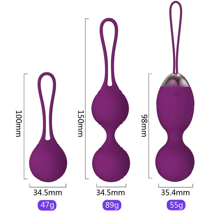 Тренувальні кулі для вагіни (кільця Кегеля) з медичного силікону для контролю сечовипускання та зміцнення м'язів тазу, фіолетові