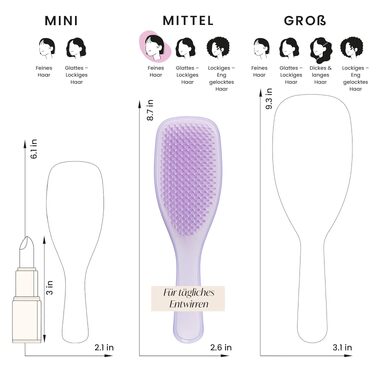Щітка для волосся Tangle Teezer Ultimate Detangler для фарбованого, тонкого та рідкого волосся, фіолетова — двогодинна щетина для зменшення ламкості та виплухування