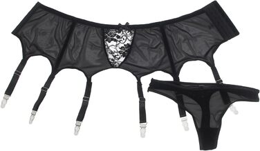 Чоловічі/Жіночі пояси для панчіх з високою талією, 2 шт., великі розміри, мереживо, 6 ремінців, чорний