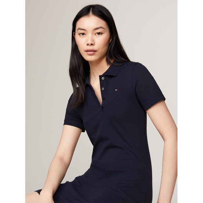 Сукня-поло Tommy Hilfiger 1985 Slim Pique, блакитна, приталений крій