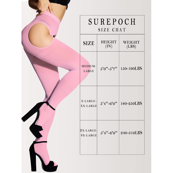 Шкарпетки-шкарпетки Surepooch для жінок, великі розміри, відкритий крок, рожеві, XL-XXL