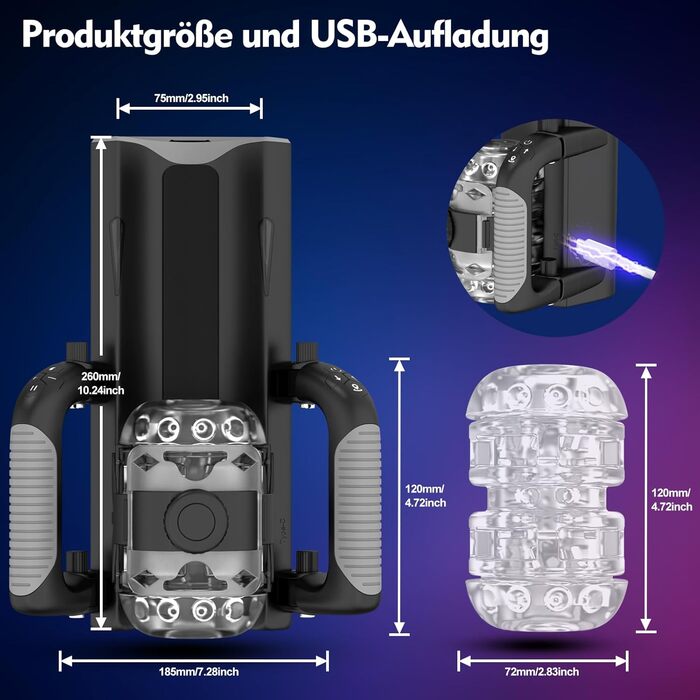 Електричний мастурбатор для чоловіків з підставкою для телефону та складним руків'ям, 12 см, телескопічний, секс-іграшка