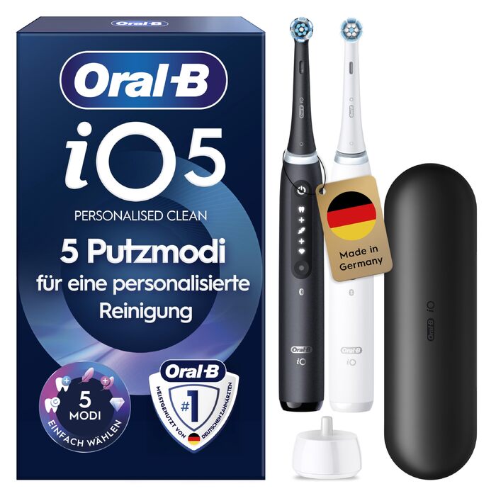 Електрична зубна щітка Oral-B iO Series 5 Matt Black: 5 режимів чищення, набір з 3 насадок та дорожнім футляром