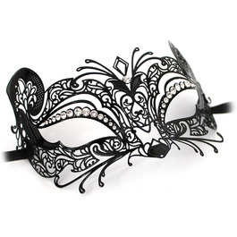 Венеціанська маска ручної роботи Micio Lux чорна з кристалами Swarovski для жінок