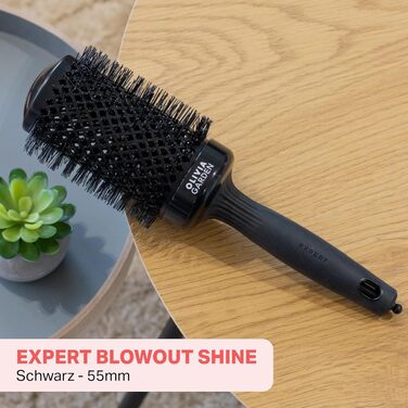Керамічна кругла щітка для волосся Olivia Garden Expert Blowout Shine 55 мм — антистатична, для блиску та гладкості (чорна, L)