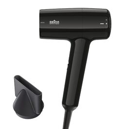 Фен для волосся Braun HD1.5 BRHD150E, 1800 Вт, компактний дорожній фен зі стилізуючою насадкою, 3 рівні температури та швидкості, чорний