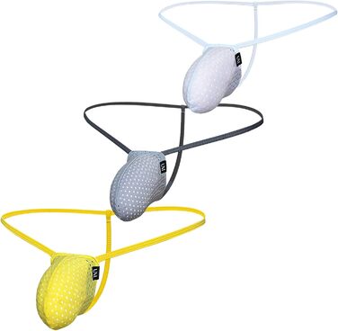 Сексуальна чоловіча стрінг-труси Faringoto, низька посадка, прозорі, танга, бікіні, підтягуючі, T-подібний виріз (S, сірий+білий+жовтий)