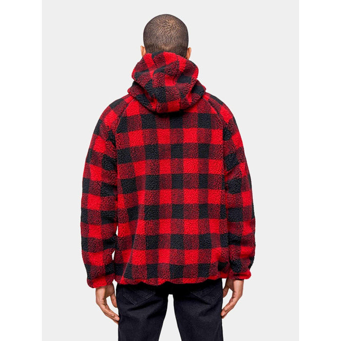 Чоловіча робоча куртка Brandit Teddyfleece Worker Jacket, теплий фліс, червоно-чорна, розмір 3XL