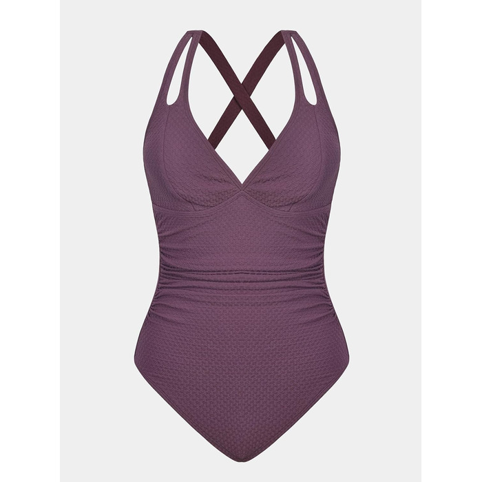 Купальник CUPSHE з V-подібним вирізом, що підтягує живіт, з глибоким вирізом на спині, суцільний, фіолетово-коричневий